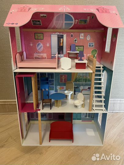 Большой кукольный домик для барби деревянный