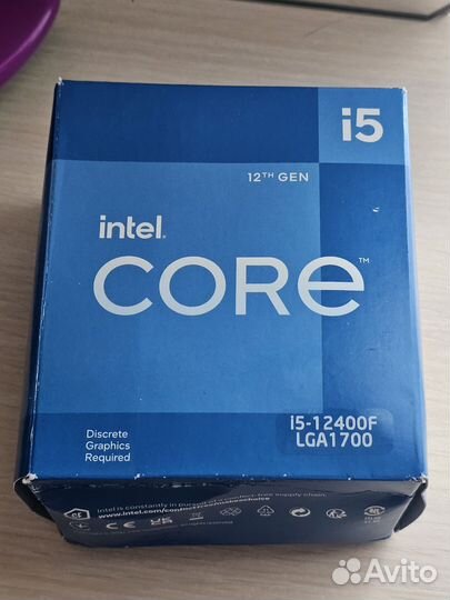 Процессор intel core i5 12400f BOX lga 1700