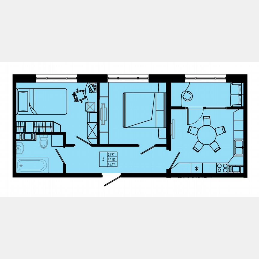 2-к. квартира, 49,8 м², 8/8 эт.