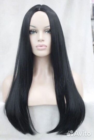 Парик длинный прямой без челки черный