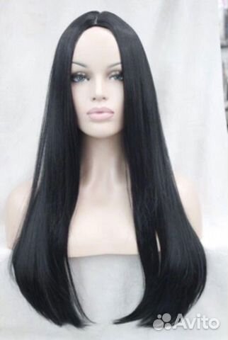 Парик длинный прямой без челки черный