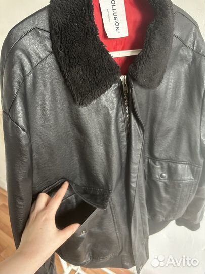 Кожаный винтажный бомбер ASOS collusion