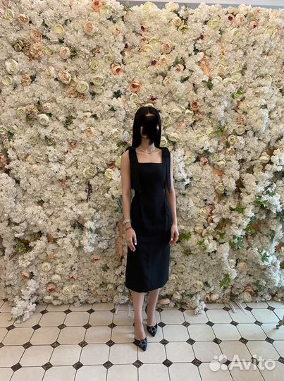 Вечернее черное платье миди