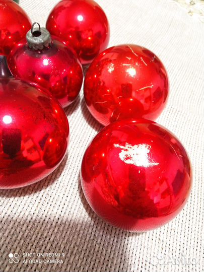 Ёлочные игрушки, шары, 8шт., ГДР, 60-70-е гг