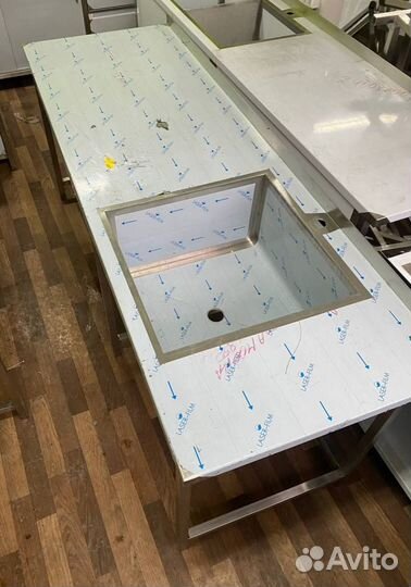 Стол с мойкой 2100х700 из нержавейки