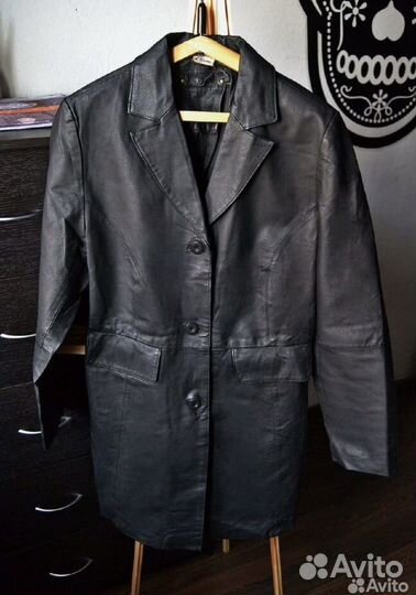 Кожанный плащ y2k