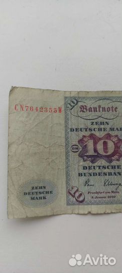 Купюра немецкая 10 дойч марок 1963года