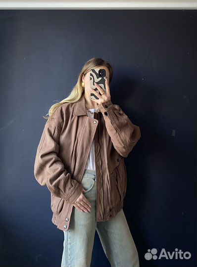 Винтажный бомбер из кожи