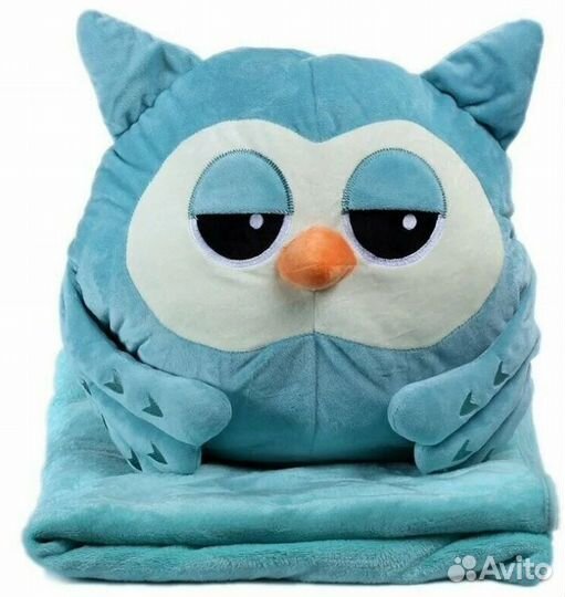 Мягкая игрушка сова с пледом 3 в 1