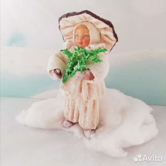 Ватная игрушка, изгушка на ёлку ручной работы