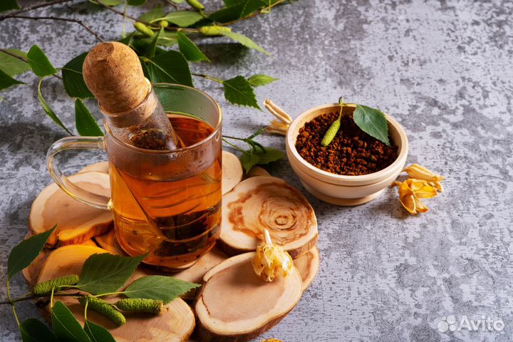 Чага с листом облепихи и лимоном