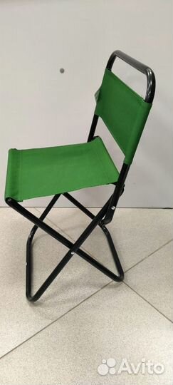 Стул походный складной со спинкой зеленый