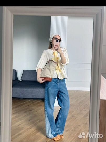 Блюзка лен льняная бант L новая lime 12storeez