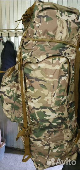 Рюкзак туристический мужской темно-зеленый 130 л