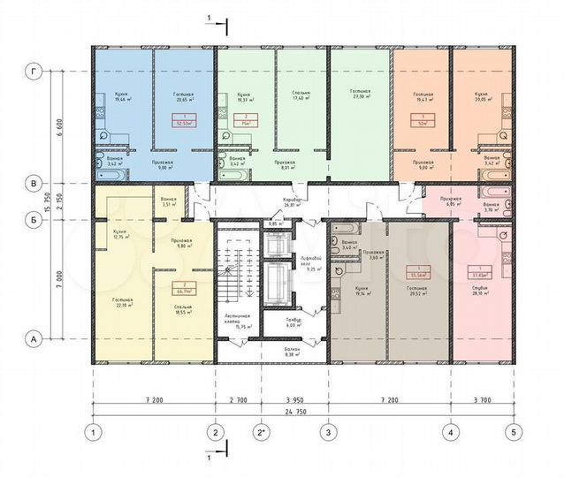 1-к. квартира, 53 м², 5/16 эт.