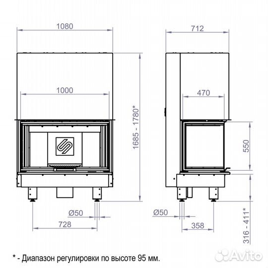 Каминная топка 3VF 1000W (stav)