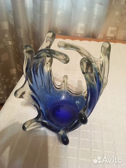 Ваза гутное стекло, Чехия, Bohemia времён СССР