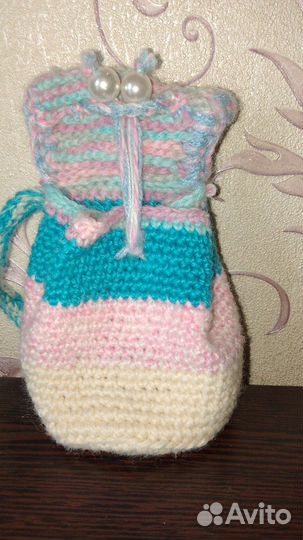 Вязаный мини рюкзак для кукл