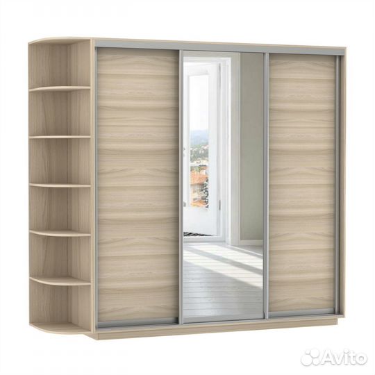Шкаф купе 2100/2400/600, с зеркалом, шимо светлый