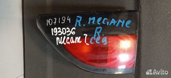 Фонарь задний внутренний правый, Renault Megane 1