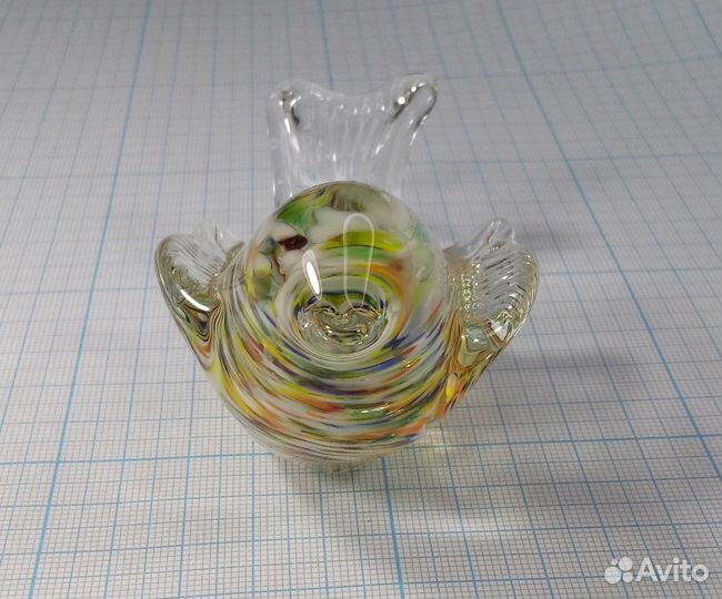 Стеклянная фигурка Птица птичка Цветное стекло