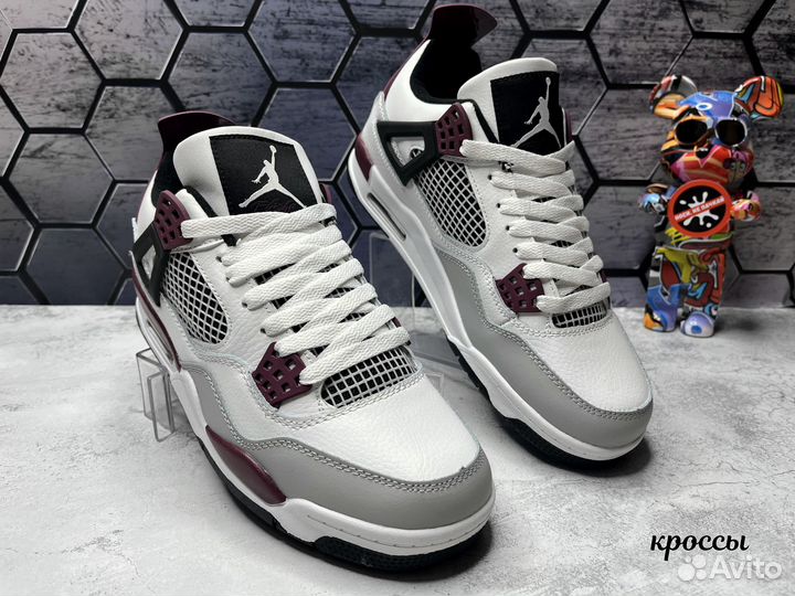 Кроссовки Nike Air Jordan 4 высокие фиолет мех
