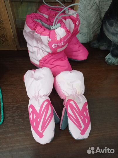 Варежки руковички и пинетки утеплённые, комплект