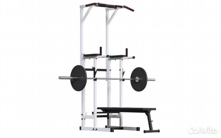 Напольный турник со скамьей 4 в 1 (белый)