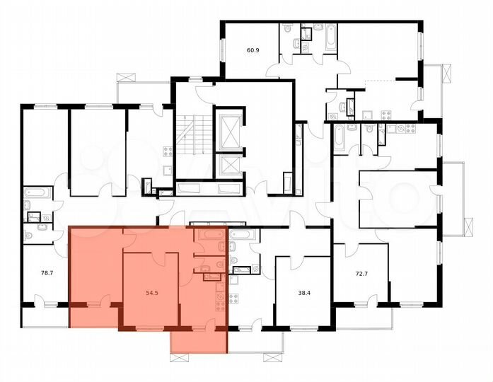 2-к. квартира, 54,5 м², 4/25 эт.