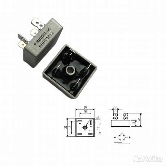 1 шт Диодный мост под клемму kbpc5012 50A 1200V