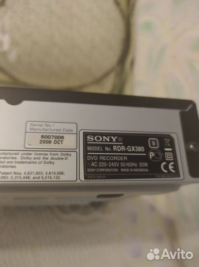 Dvd рекордер sony RDR-GX380