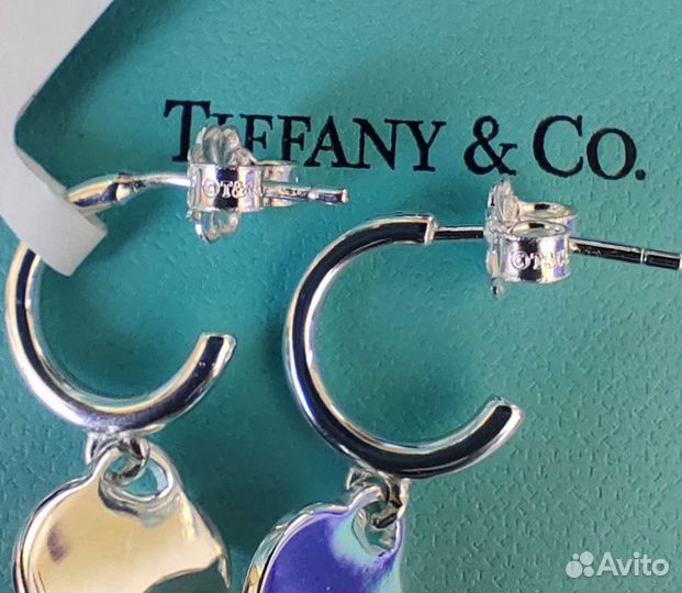 Tiffany серьги сердечки серебро return тиффани