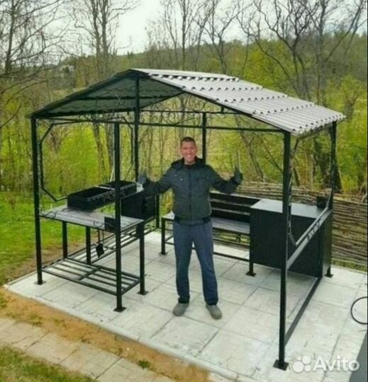 Мангал с печкой и крышей