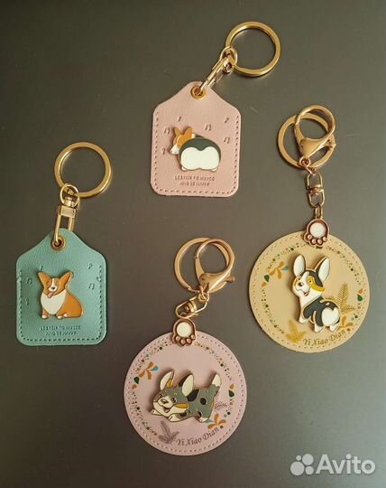 Кожаные брелки вельш корги кардиган пемброк