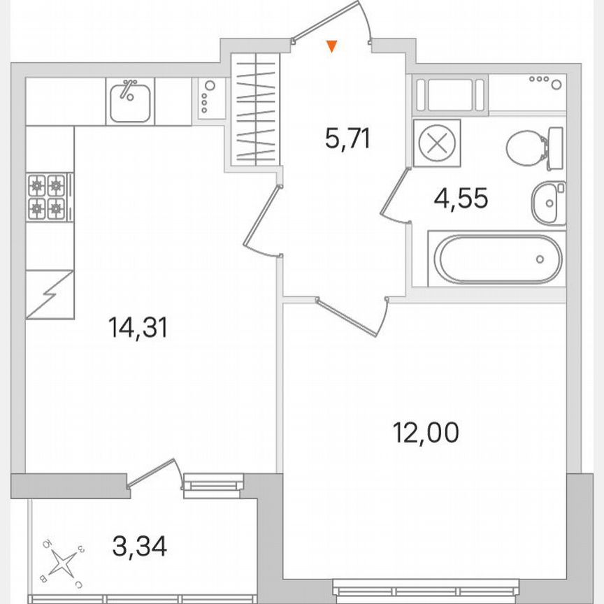 1-к. квартира, 38,2 м², 4/8 эт.