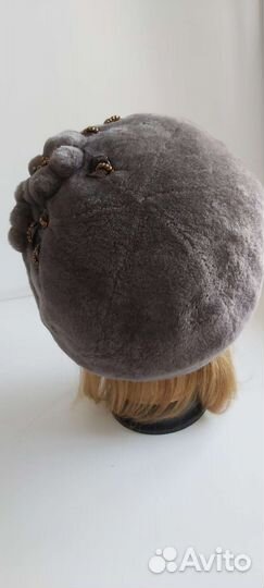 Шапка берет из мутона р. 56