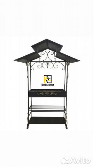 Мангал с крышей и печью для казана