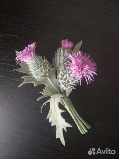 Брошь-бутоньерка из фоамирана 'Чертополох'