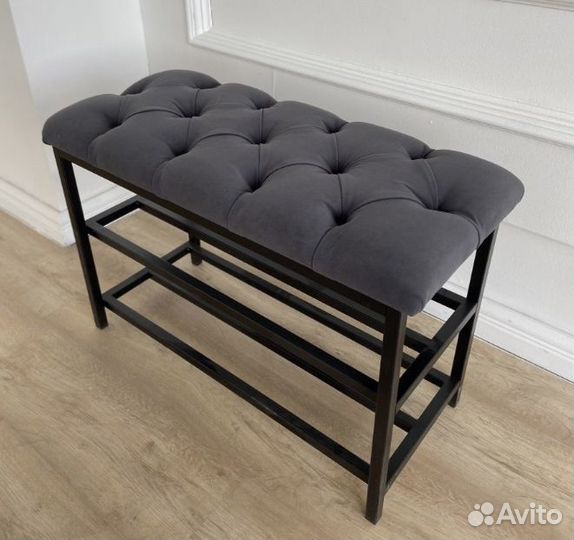 Обувница банкетка железная с мягким сиденьем
