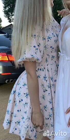 Платье нежно-розовое в цветок