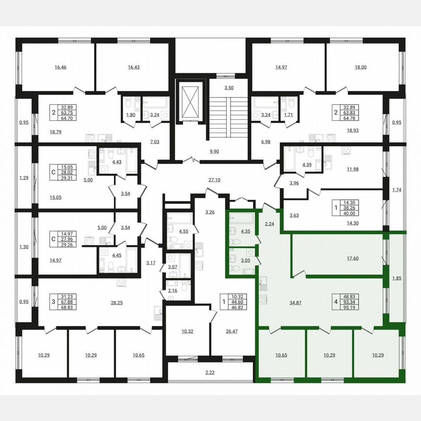 4-к. квартира, 89,5 м², 5/8 эт.