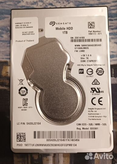 Жесткий диск Seagate 1 Tb для ноутбука