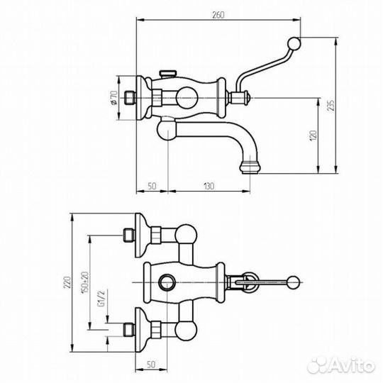 Смеситель для душевой стойки Migliore Vivaldi 19545 золото