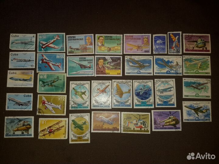 Почтовые марки. Космос. Самолёты. Спорт и др