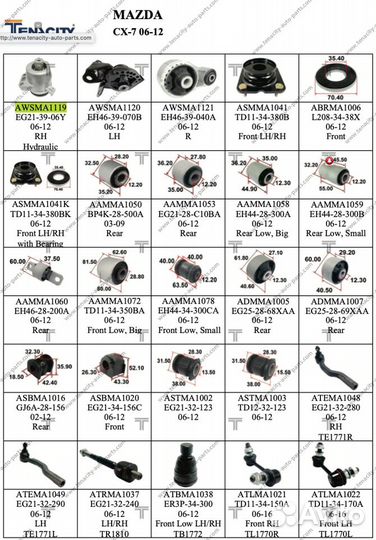 Подушка двигателя Tenacity Mazda CX7 EG213906Y