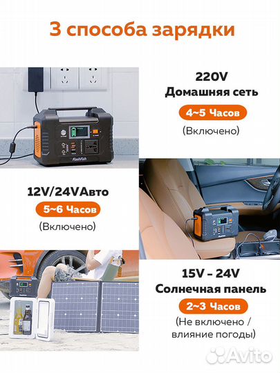 Портативная электростанция, Power Bank 200W, 12/22