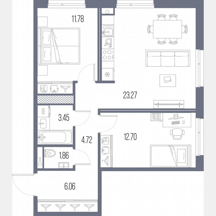 2-к. квартира, 63,8 м², 7/10 эт.