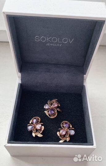 Комплект из серебра с фианитами