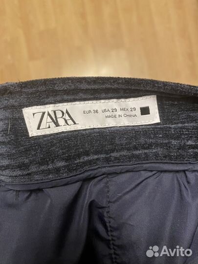 Брюки классические синие вельветовые zara