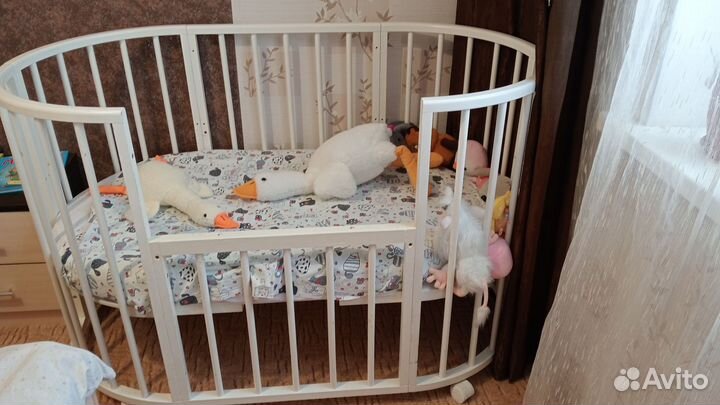 Детская кроватка трансформер круглая/овальная